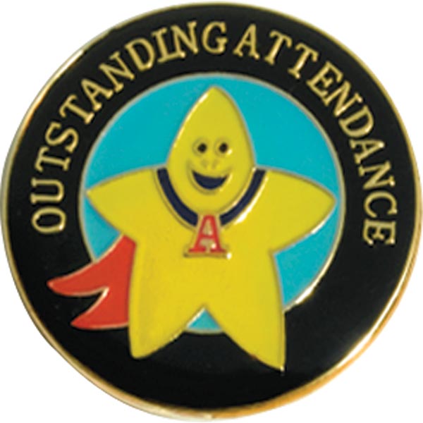 Attendance Award Pin - Outstanding Attendance Smiling Star | Anderson's