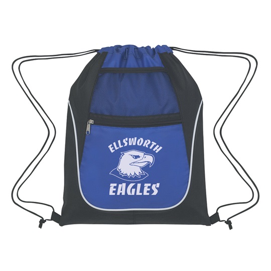 Blue Custom Drawstring Bag, Sport Drawstring Backpack